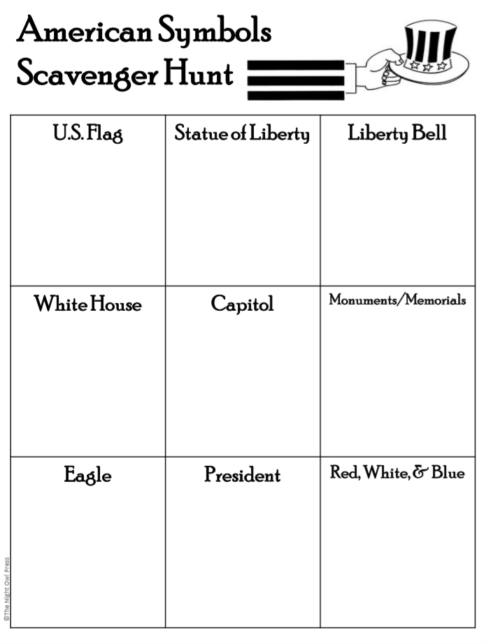 American Symbols Scavenger Hunt