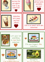 Philatelic Valentines with Ice Cream and other foods